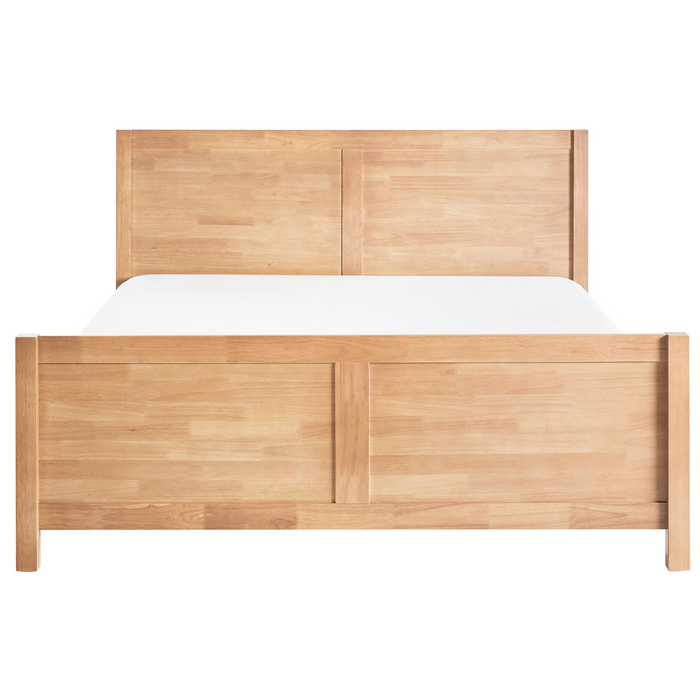 Beliani-CHAMPAGNAT-Tweepersoonsbed-Lichtbruin-160 x 200 cm-Rubberhout