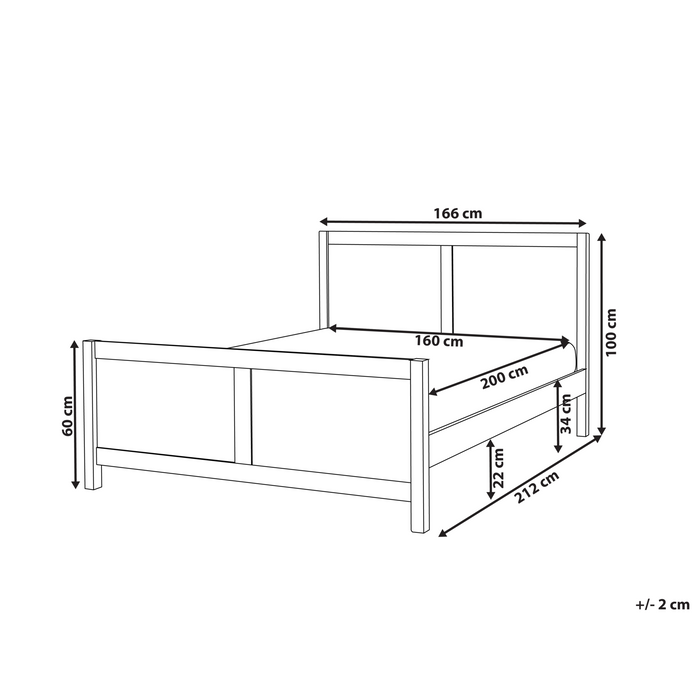 Beliani-CHAMPAGNAT-Tweepersoonsbed-Lichtbruin-160 x 200 cm-Rubberhout
