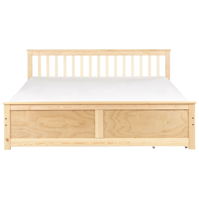 Beliani-OLENDON-Bed met 2 lades-Lichtbruin-180 x 200 cm-Dennenhout