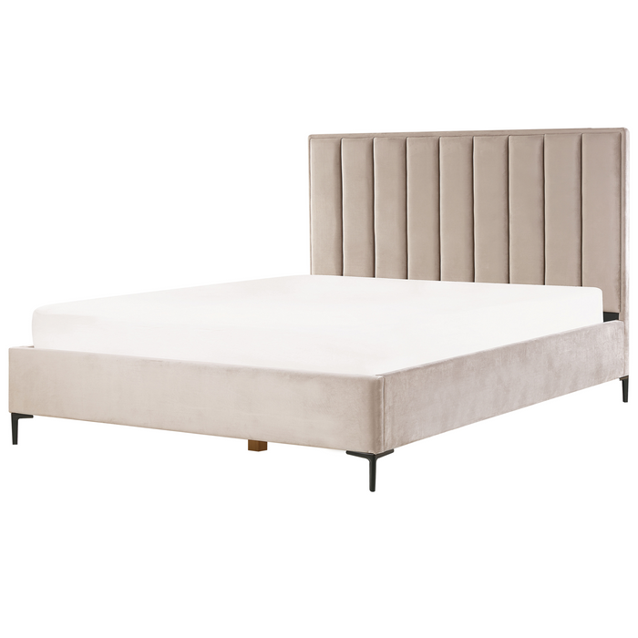 Beliani - SEZANNE - Slaapkamerset - Taupe - 180 x 200 cm - Fluweel