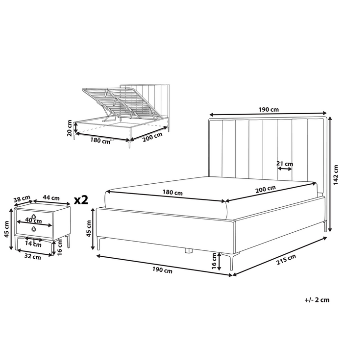 Beliani - SEZANNE - Slaapkamerset - Taupe - 180 x 200 cm - Fluweel