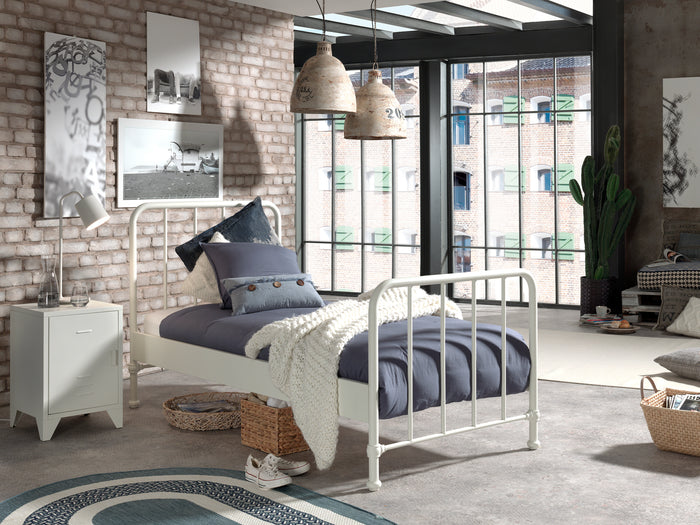 LUCEVI - Bronxx bed + Nachtkastje - Wit - 90x200 cm