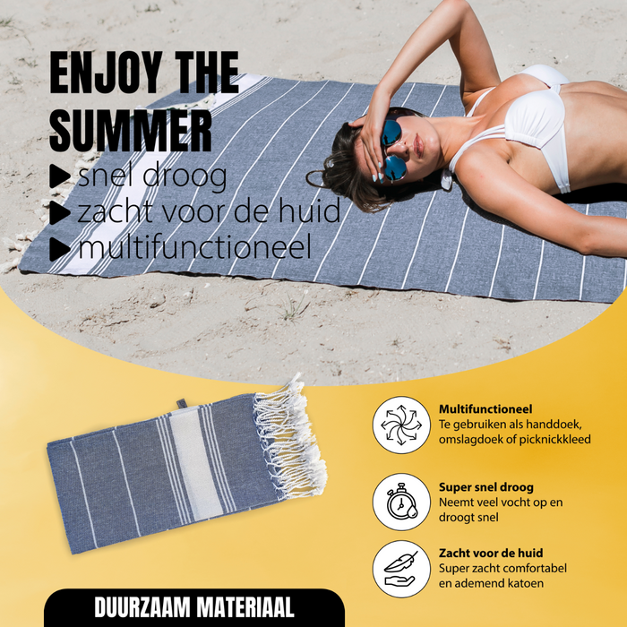 Eleganzzz Hamamdoek 90x180cm - blue