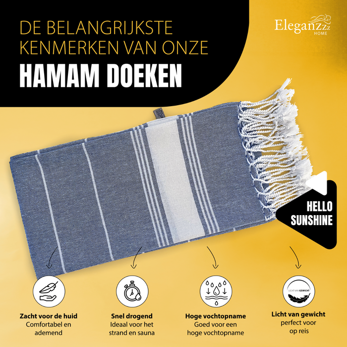 Eleganzzz Hamamdoek 90x180cm - blue