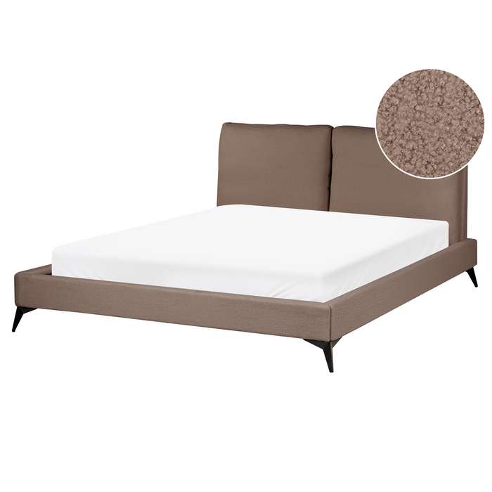 Beliani - MELLE - Tweepersoonsbed - Bruin - 160 x 200 cm - Bouclé