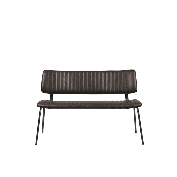 LABEL51 - Eetkamerbank Gusto - Donkerbruin PU - Zwart Metaal