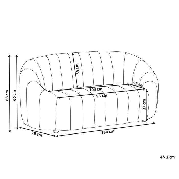 Beliani - MALUNG - Tweezitsbank - Beige - Fluweel