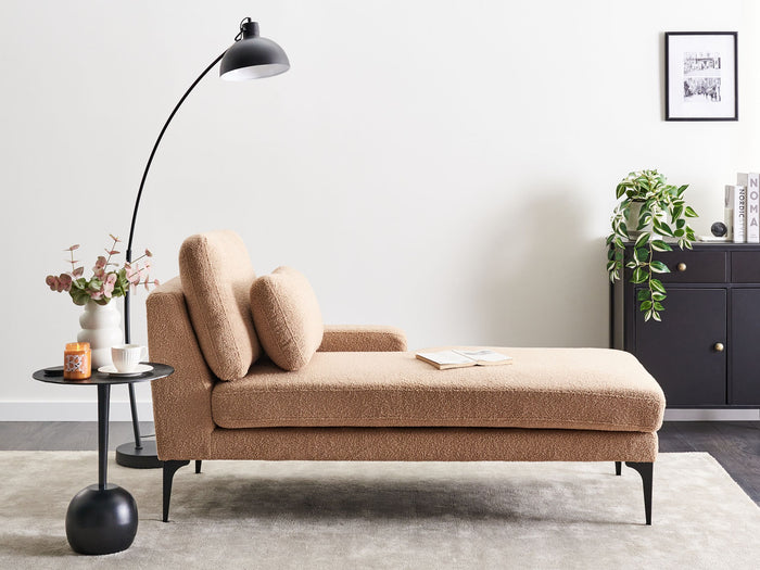 Beliani - EWRON - Chaise longue - Zandbeige - Linkszijdig - Bouclé