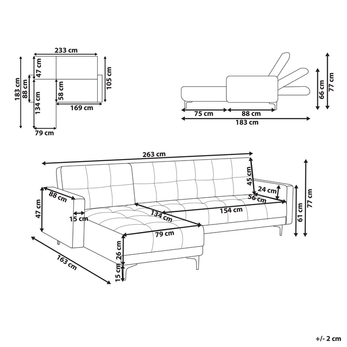 Beliani - ALNES - Hoekbank - Gebroken wit - Rechtszijdig - Polyester