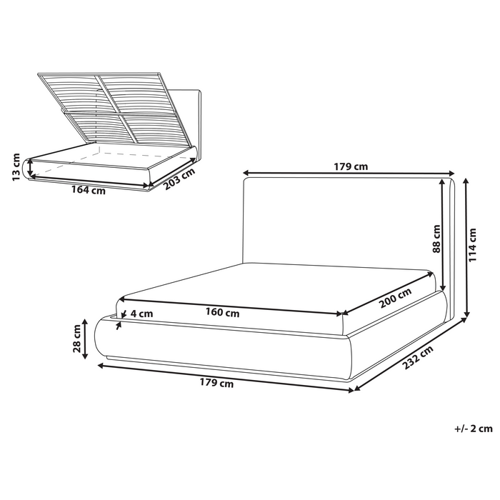 Beliani-CAMPAGNE-Bed met opbergruimte-Beige-160 x 200 cm-Polyester
