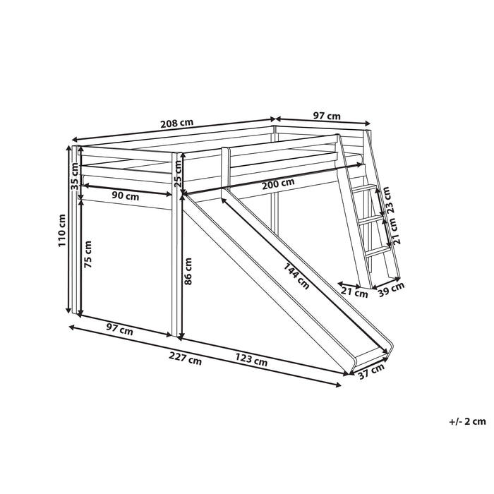 Beliani - STAPLE - Hoogslaper - Wit - 90 x 200 cm - Dennenhout
