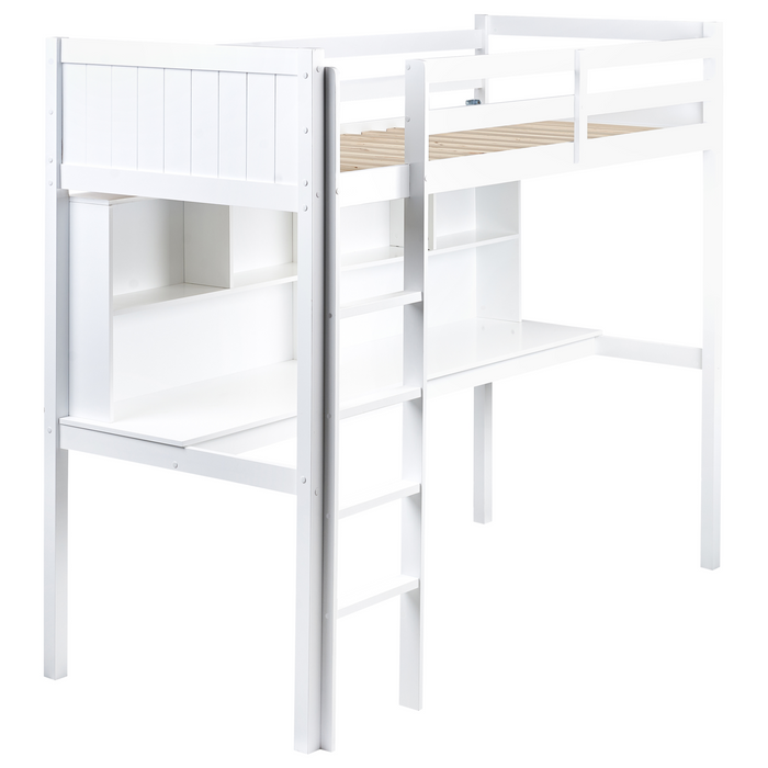 Beliani - FOUCAMONT - Hoogslaper - Wit - 90 x 200 cm - Dennenhout