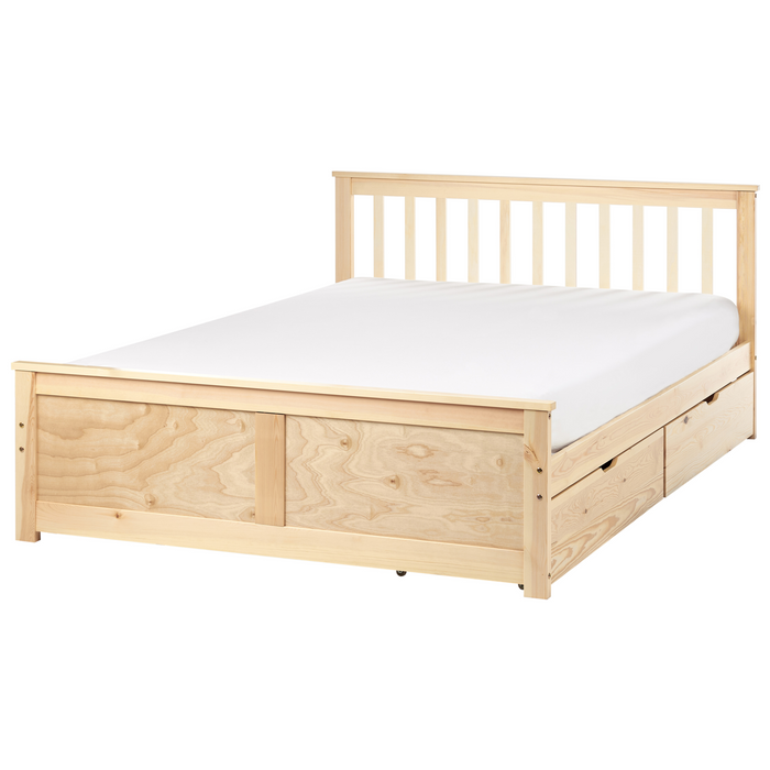 Beliani-OLENDON-Bed met 2 lades-Lichtbruin-140 x 200 cm-Dennenhout