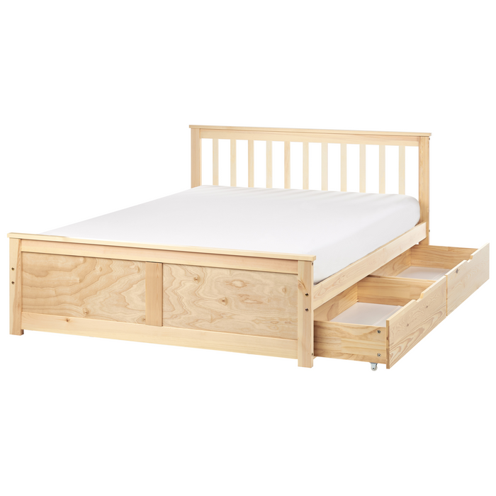 Beliani-OLENDON-Bed met 2 lades-Lichtbruin-140 x 200 cm-Dennenhout