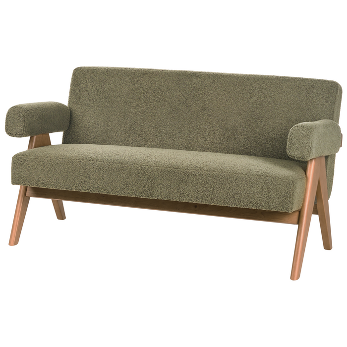 Beliani - TAMRE - Bankenset - Groen|Donkerbruin - Bouclé