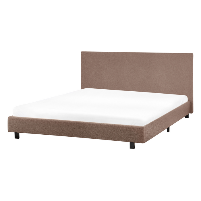 Beliani - ALBI - Tweepersoonsbed - Bruin - 140 x 200 cm - Bouclé