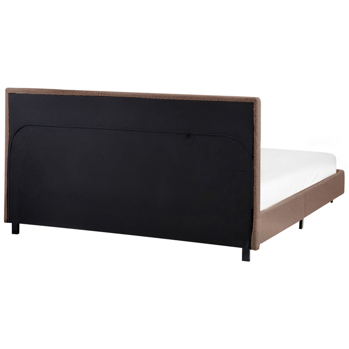 Beliani - ALBI - Tweepersoonsbed - Bruin - 140 x 200 cm - Bouclé