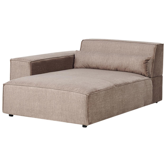 Beliani-HELLNAR-Hoekbank 3-zits ottomaan-Lichtbruin-Rechts-Polyester