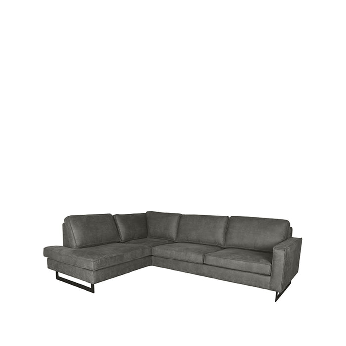 LABEL51 - Hoekbank Allure Links - Antraciet Micro Suede - Zwart Metaal
