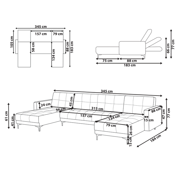 Beliani - ALNES - Modulaire bank - Donkergroen - 5-zits - Stof