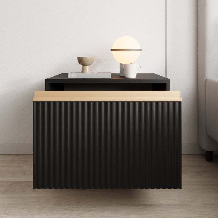 Meubella - Nachtkastje Remy - Zwart - 54 cm