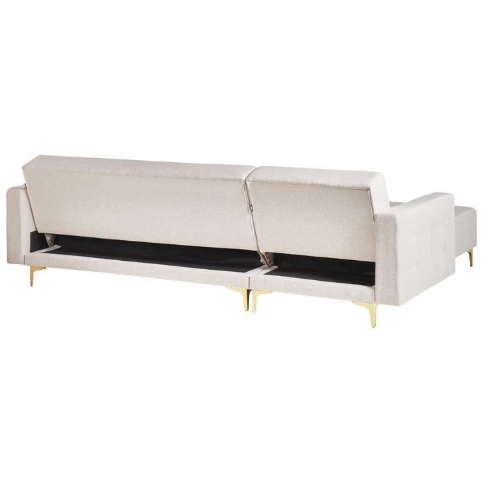 Beliani-ABERDEEN-Hoekslaapbank ottomaan-Beige -Rechtszijdig-Polyester