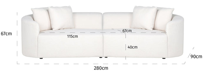 Richmond Interiors Grayson 4-Zits Bank Wit Furry