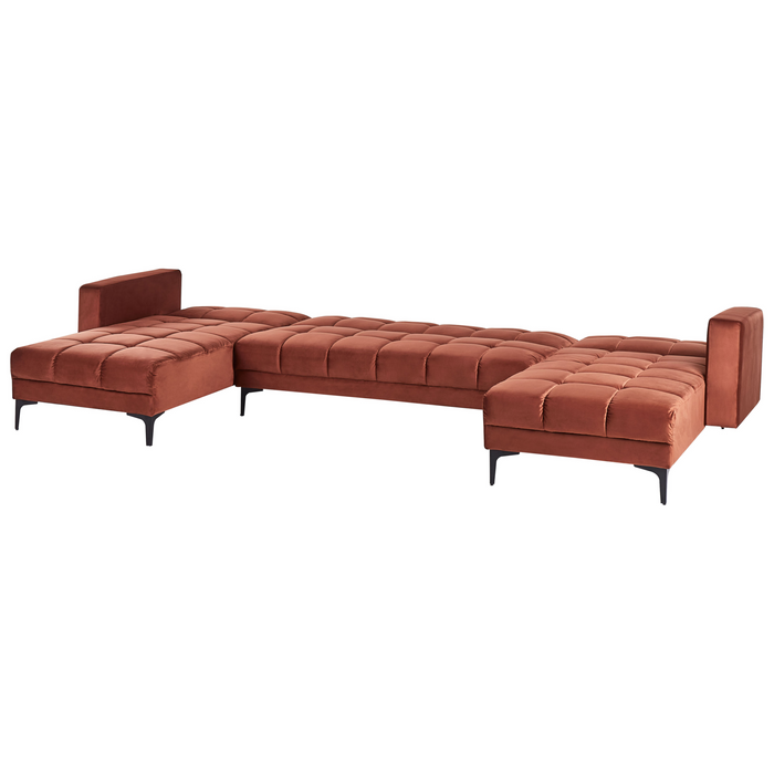 Beliani - ALNES - Hoekbank u-vorm - Lichtrood - Polyester