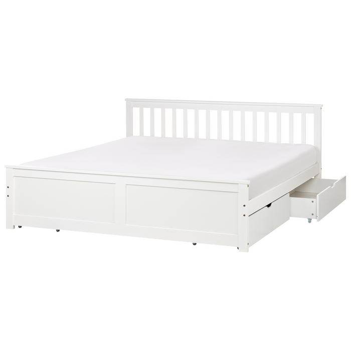 Beliani - OLENDON - Bed met 4 lades - Wit - 180 x 200 cm - Dennenhout