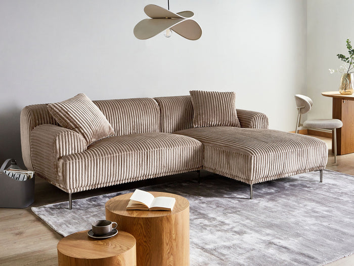 Beliani-STENUM-Hoekbank 3-zits-Lichtbruin-Linkszijdig-Corduroy