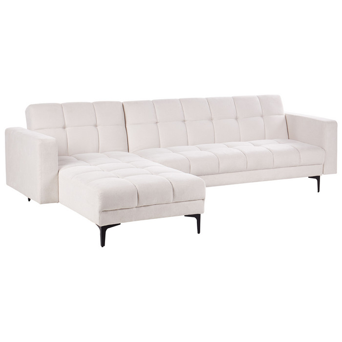 Beliani - ALNES - Hoekbank - Gebroken wit - Rechtszijdig - Polyester