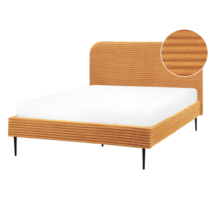 Beliani - FLAYAT - Tweepersoonsbed - Oranje - 140 x 200 cm - Corduroy