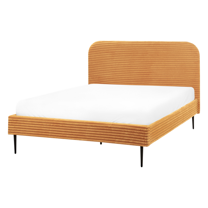 Beliani - FLAYAT - Tweepersoonsbed - Oranje - 140 x 200 cm - Corduroy