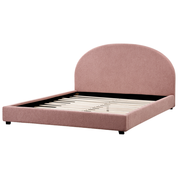 Beliani-VAUCLUSE-Tweepersoonsbed-Pastelroze-180 x 200 cm-Bouclé