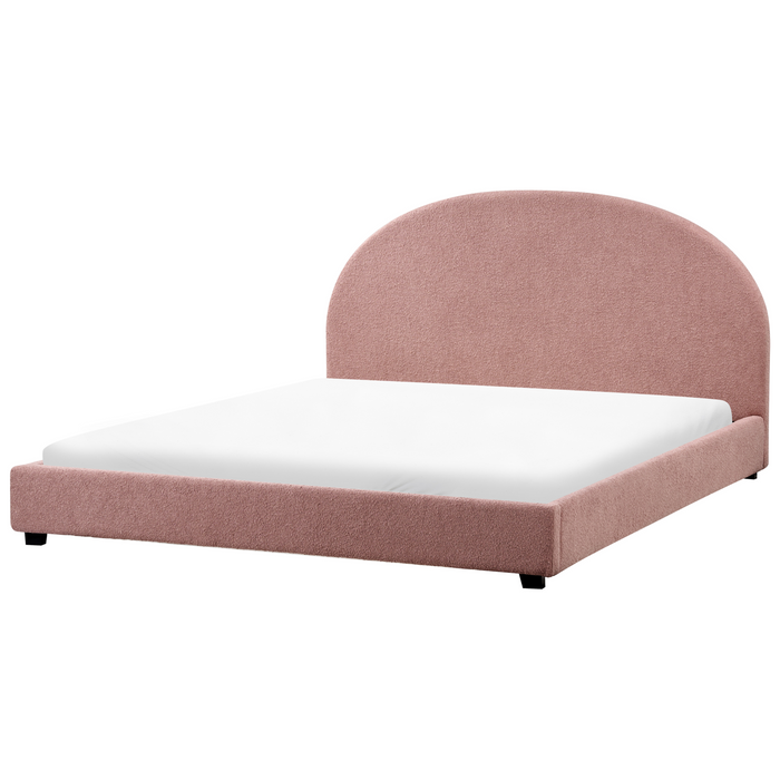 Beliani-VAUCLUSE-Tweepersoonsbed-Pastelroze-180 x 200 cm-Bouclé