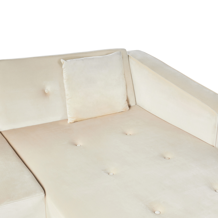 Beliani - VADSO - Hoekslaapbank - Lichtbeige - Linkszijdig - Fluweel