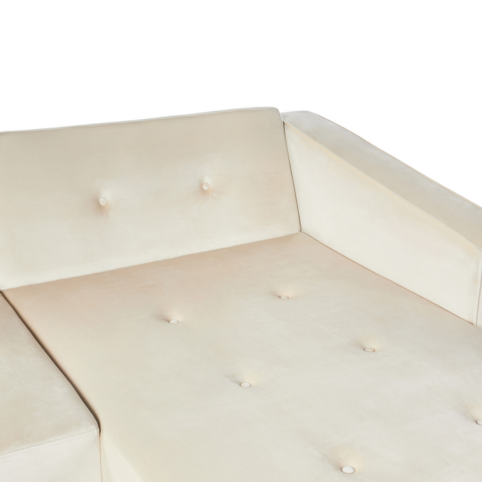 Beliani - VADSO - Hoekslaapbank - Lichtbeige - Linkszijdig - Fluweel