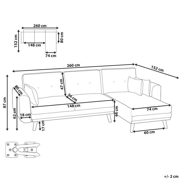 Beliani - KAARINA - Hoekbank - Grijs - Linkszijdig - Polyester