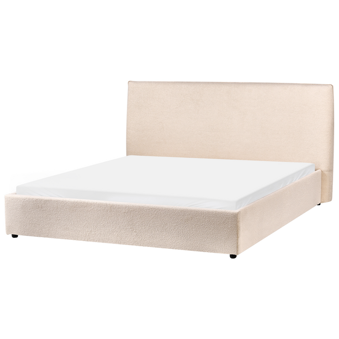 Beliani - LAVAUR - Tweepersoonsbed - Beige - 160 x 200 cm - Bouclé