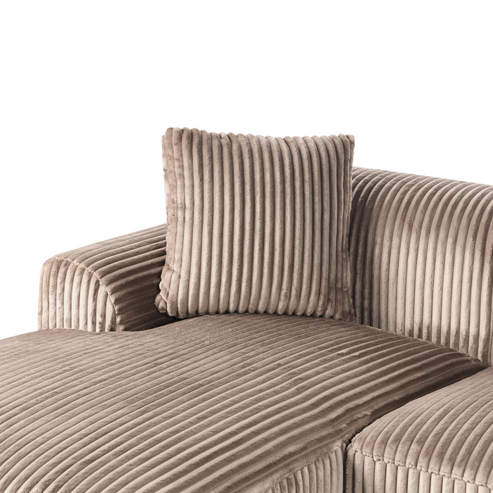 Beliani-STENUM-Hoekbank 3-zits-Lichtbruin-Rechtszijdig-Corduroy