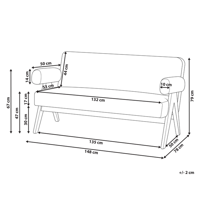 Beliani - TAMRE - Tweezitsbank - Zwart|Lichtbruin - Bouclé