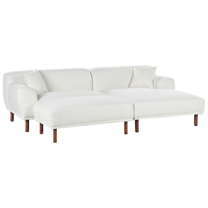 Beliani - HOLT - Hoekbank met ottomaan - Taupe - Linkszijdig - Bouclé