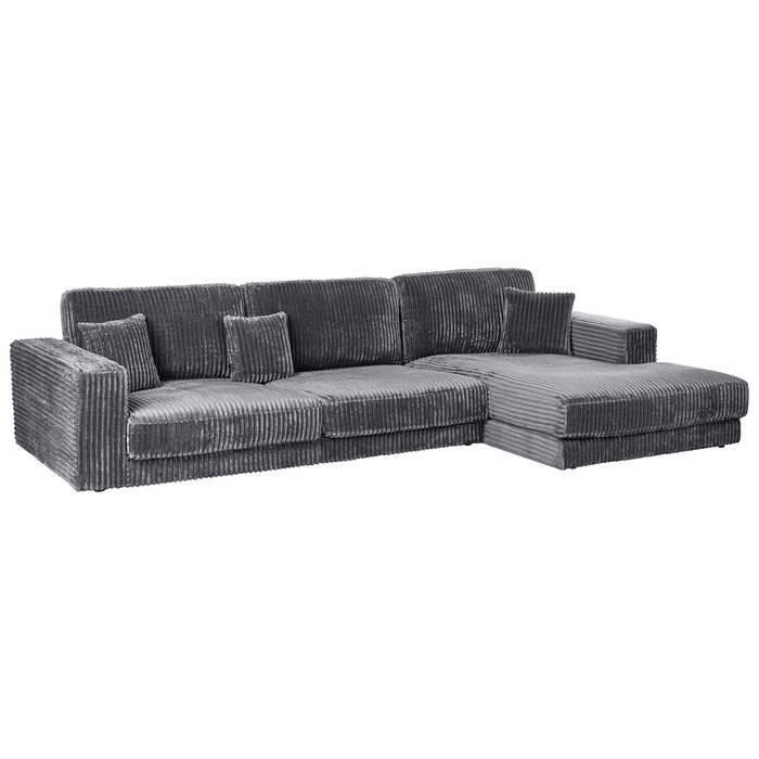 Beliani-LOFOTEN-Hoekbank 4-zits-Donkergrijs-Linkszijdig-Corduroy