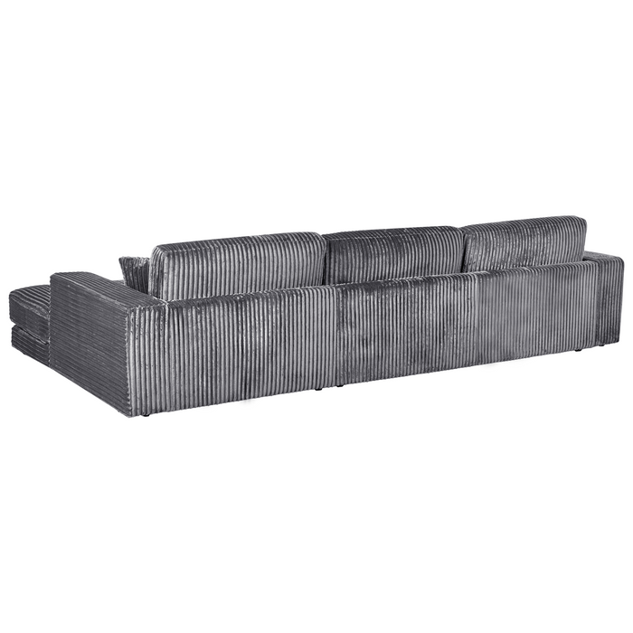 Beliani-LOFOTEN-Hoekbank 4-zits-Donkergrijs-Linkszijdig-Corduroy