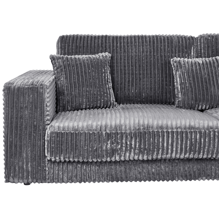 Beliani-LOFOTEN-Hoekbank 4-zits-Donkergrijs-Linkszijdig-Corduroy