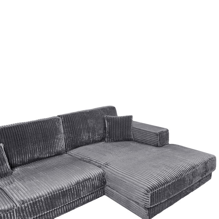 Beliani-LOFOTEN-Hoekbank 4-zits-Donkergrijs-Linkszijdig-Corduroy