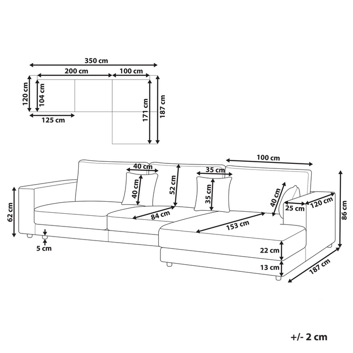 Beliani-LOFOTEN-Hoekbank 4-zits-Donkergrijs-Linkszijdig-Corduroy
