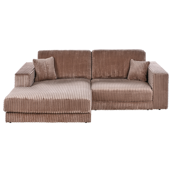 Beliani-LOFOTEN-Hoekbank 3-zits-Lichtbruin-Rechtszijdig-Corduroy