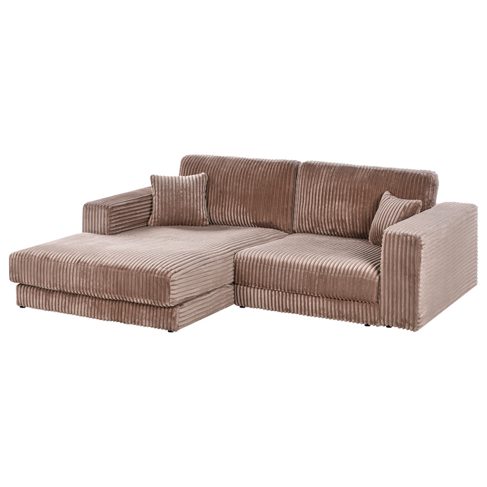 Beliani-LOFOTEN-Hoekbank 3-zits-Lichtbruin-Rechtszijdig-Corduroy