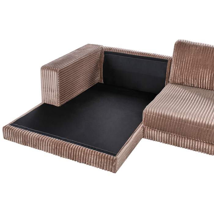Beliani-LOFOTEN-Hoekbank 3-zits-Lichtbruin-Rechtszijdig-Corduroy